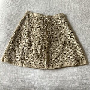 Elie Tahari Gold Beige Tan Neutral Lace Floral Skirt Sz 26 Easter
